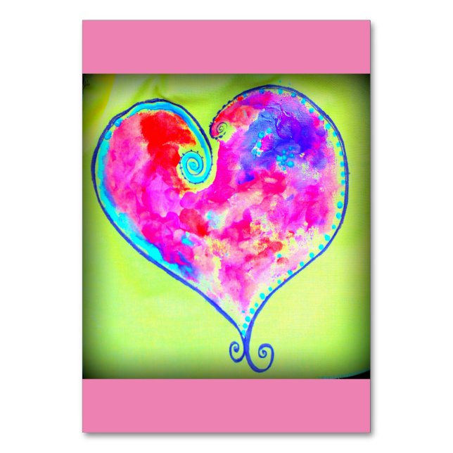 Tarjeta De Mesa corazón rosa agitado (Anverso)