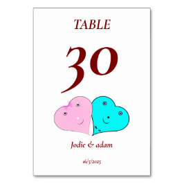 Tarjeta De Mesa corazones de mr y mrs