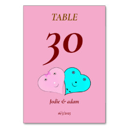 Tarjeta De Mesa corazones de mr y mrs