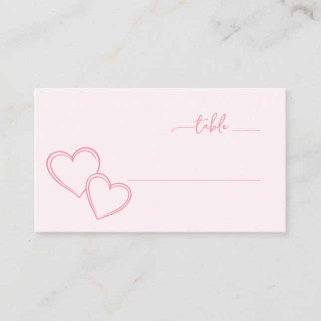Tarjeta De Mesa Corazones Rosados Románticos (Anverso)