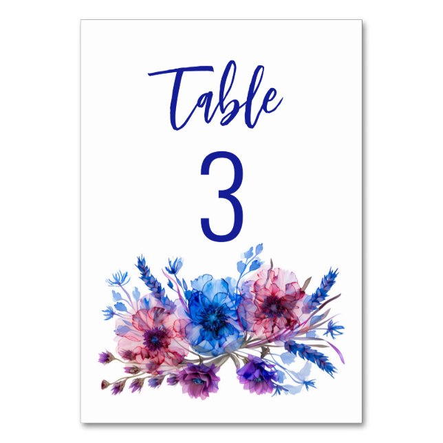 Tarjeta De Mesa 💍 Cornflowers y Lavender (Anverso)