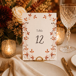 Tarjeta De Mesa Corona botánica de acuarela de otoño en terracota
