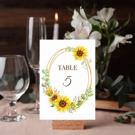 Tarjeta De Mesa Corona de girasoles boho romántica