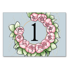 Tarjeta De Mesa Corona de peonía rosa elegante acuarela mesa de bo