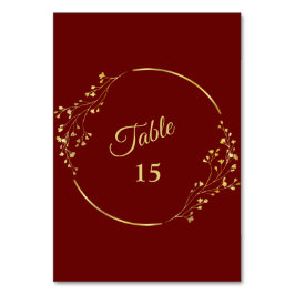 Tarjeta De Mesa Corona geométrica floral dorada boda roja fiesta