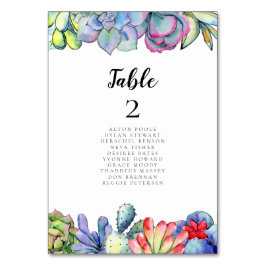 Tarjeta De Mesa Correspondientes cartas de cactus acuarela