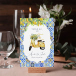 Tarjeta De Mesa Costa Amalfi | Boda mediterráneo de limón<br><div class="desc">Los números de la tabla mejoran el aspecto de su tabulación y le ponen el toque final en su día especial. Impresión personalizada de texto de los nombres o números de sus tablas. Colinas al atardecer, olivares, limoneros y vino blanco. Esta paleta aporta a la vida magníficos gráficos, patrones suaves...</div>