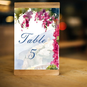 Tarjeta De Mesa Costa de Amalfi Ducha de novia italiana mediterrán