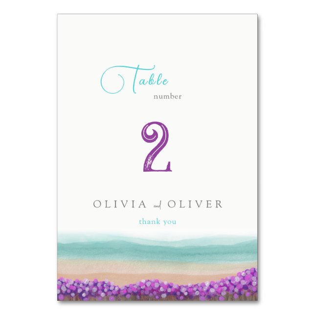 Tarjeta De Mesa Costa de Azure en el Boda Bloom (Anverso)