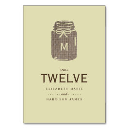 Tarjeta De Mesa Country Burlap Mason Jar Boda