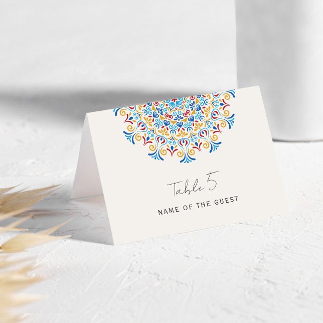 Tarjeta De Mesa Country Culture Crest Mandala Wedding Place Card (Subido por el creador)