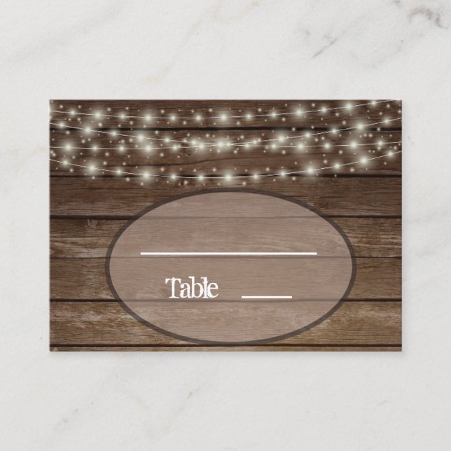 Tarjeta De Mesa Country Wood Lights Ball Jar Place Card (Anverso)