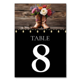 Tarjeta De Mesa Cowboy Occidental boots Floral Elegante Mason Jar