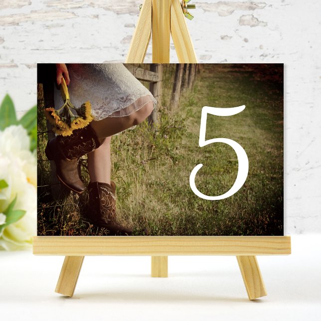 Tarjeta De Mesa Cowgirl Sunflowers Western Boda Table Numbers (Subido por el creador)