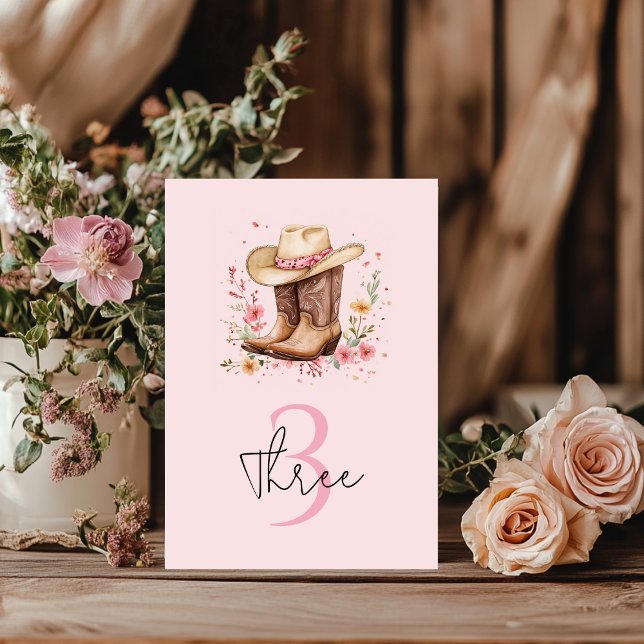 Tarjeta De Mesa Cowgirl Wildflowers Bash Birday Pink Western (Subido por el creador)
