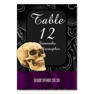 Tarjeta De Mesa Cráneo de fantasía gótica negro y morado