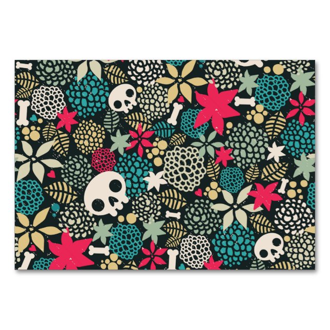 Tarjeta De Mesa Cráneo de flores (Anverso)