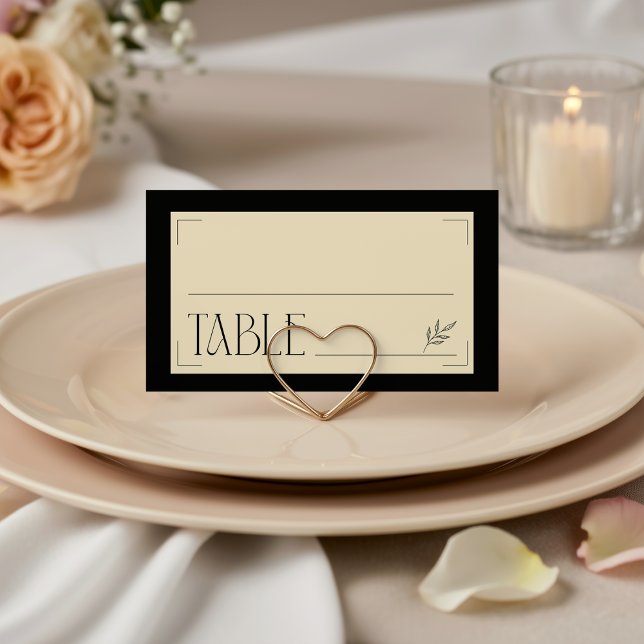 Tarjeta De Mesa Cream Black Art Deco Sophisticated Botanical  (Subido por el creador)