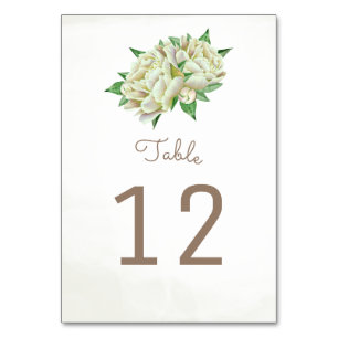 Tarjeta De Mesa Cream Peony Flower Table Number Cards