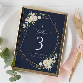 Tarjeta De Mesa Cream White Flowers, Boho, Baptism Table Numbers