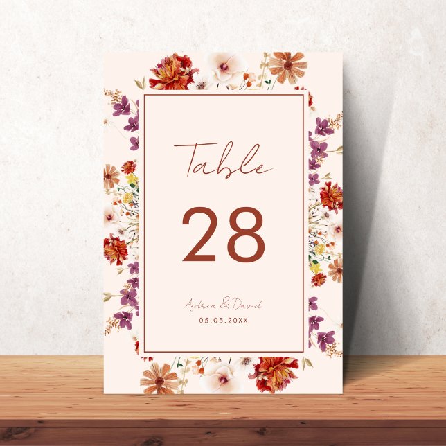 Tarjeta De Mesa Cream Wildflowers Boda de Boho Botánico Floral (Subido por el creador)