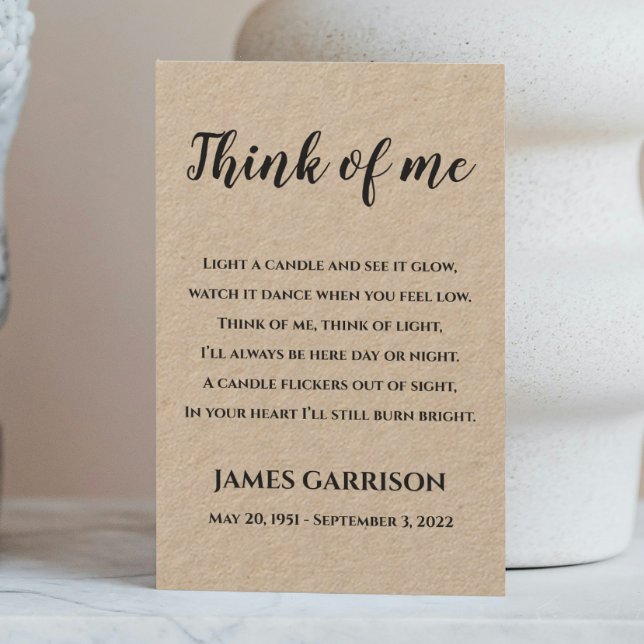 Tarjeta De Mesa Créanme Rústico De La Vela Conmemorativa De Poem (Subido por el creador)