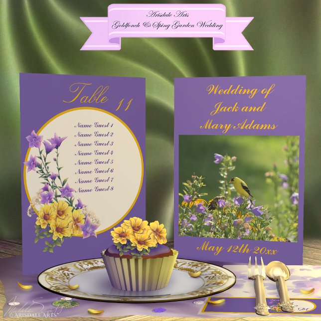 Tarjeta De Mesa Crema de colección Spring Garden (Spring into your wedding with Arisdale Arts Goldfinch Garden and Spring Garden Collection set.)