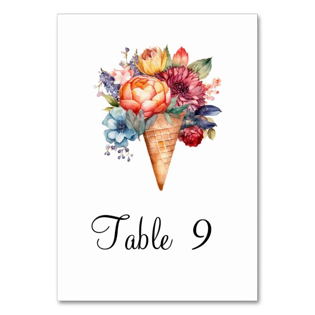 Tarjeta De Mesa Crema de hielo de flores rusas Fiesta de ducha de  (Anverso)