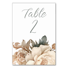 Tarjeta De Mesa Crema elegante y tazas con Boda floral verde