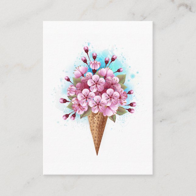 Tarjeta De Mesa Crema rosa de hielo Sakura Waffle Cone (Anverso)