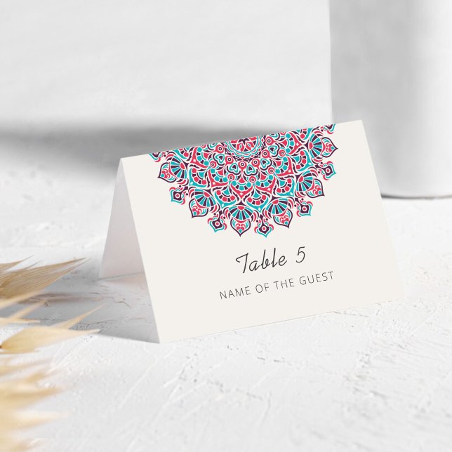 Tarjeta De Mesa Crescent Moon Mandala Wedding Place Card (Subido por el creador)
