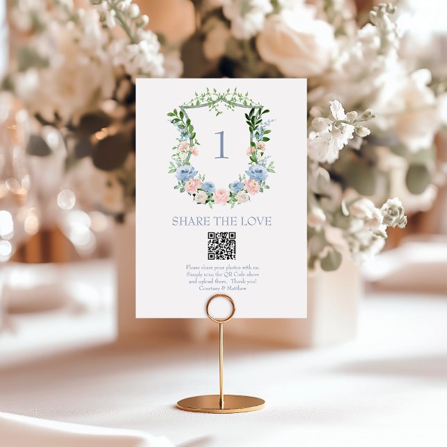 Tarjeta De Mesa Cresta floral azul polvoriento Código QR Compartir (Subido por el creador)