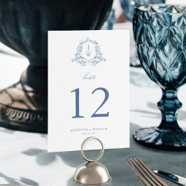 Tarjeta De Mesa Crestas de Monograma Tradicionales Boda Elegante
