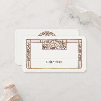 Tarjeta De Mesa Cristal de Boda Pintado Botánico Escrito Plano