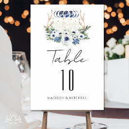 Tarjeta De Mesa Cristales de Luna Flores Boho Metafísico Boda