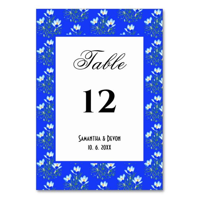 Tarjeta De Mesa Crocus Azules (Anverso)