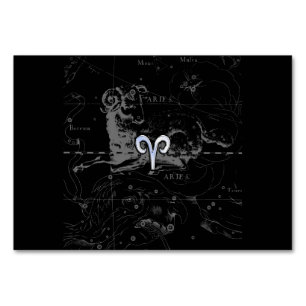 Tarjeta De Mesa Cromo como Aries Zodiac Rótulo Vintage Hevelius