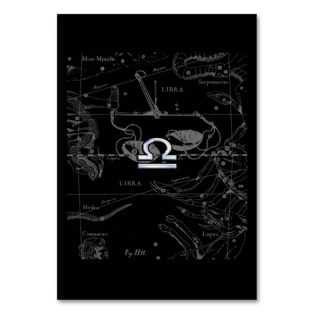 Tarjeta De Mesa Cromo como el Rótulo Libra Zodiac en Hevelius (Anverso)