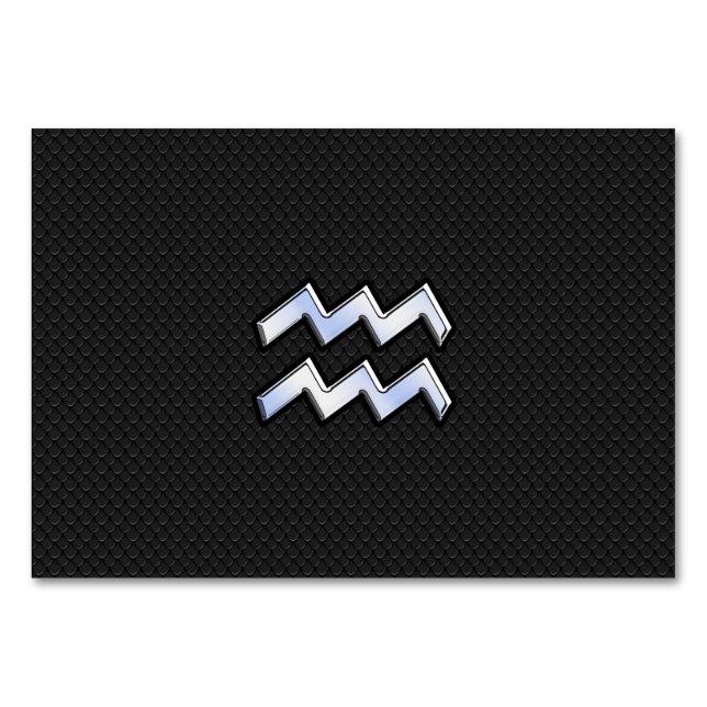 Tarjeta De Mesa Cromo como Rótulo del zodiaco del acuario en (Anverso)