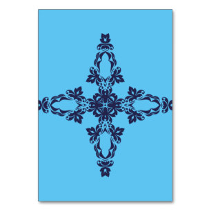 Tarjeta De Mesa Cruz Cristiana en Arte Azul Celeste