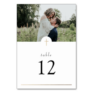 Tarjeta De Mesa Cruz Sencilla Cristiana Católica con Boda fotográf
