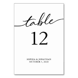Tarjeta De Mesa Cuadro 12 Boda personalizado de caligrafía negra
