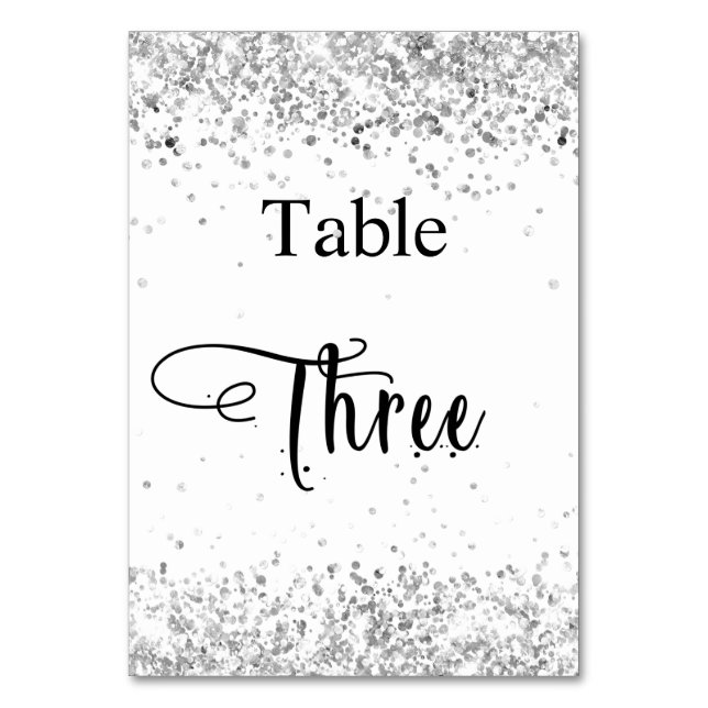 Tarjeta De Mesa Cuadro 3 de caligrafía blanca plateada 3 (Anverso)