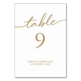 Tarjeta De Mesa Cuadro 9 Boda personalizado de caligrafía de oro