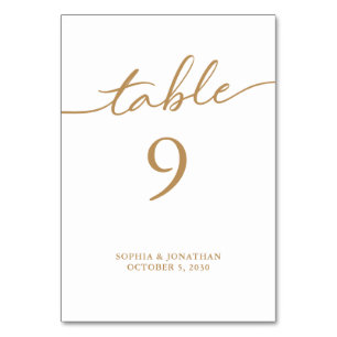 Tarjeta De Mesa Cuadro 9 Boda personalizado de caligrafía de oro