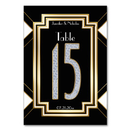 Tarjeta De Mesa Cuadro Boda Art Deco Diamantes Número Quince