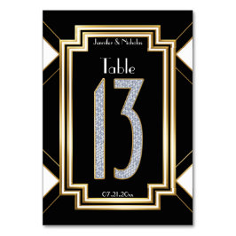 Tarjeta De Mesa Cuadro Boda Art Déco Diamantes Número Trece