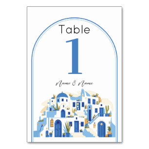 Tarjeta De Mesa Cuadro Boda Santorini Cifras griegas Grecia