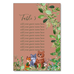 Tarjeta De Mesa Cuadro de asientos Amigos animales de Woodland