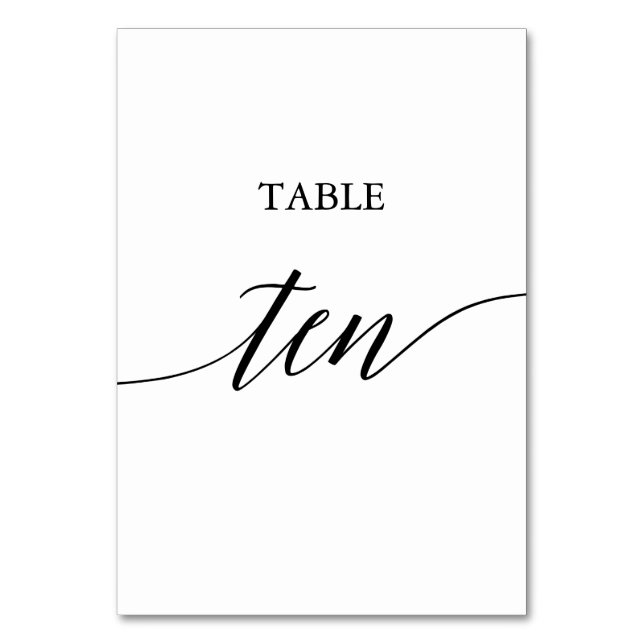 Tarjeta De Mesa Cuadro de caligrafía negra elegante Número de tabl (Anverso)